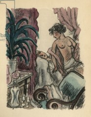 Renee Nere et Jean, illustration from 'L'Entrave' by Colette, Editions Mornay, Paris, 1929 (w/c on paper)