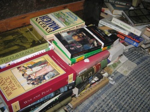 Pretend you didn't see this:  books on the bedroom floor.