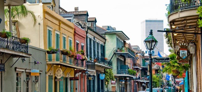 The New Orleans French Quarter is more dramatic than historic downtown Winona, Minnesota