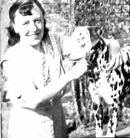 Dodie Smith andher dalmatian.
