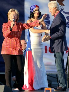 Hillary with Kate Perry and Bil.
