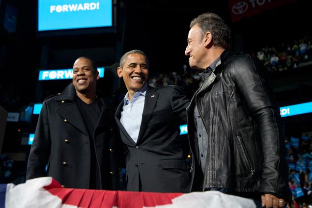Obama and Bruce Springsteen in Iowa, Nov. 5, 2012