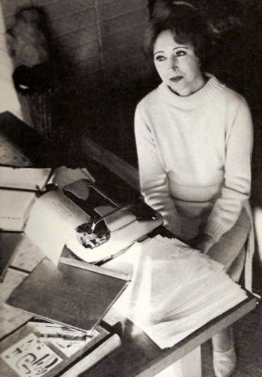Anais Nin with her Olympia typewriter, 1963