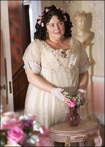 Ruth Jones as Flora Finching in "Little Dorrit"